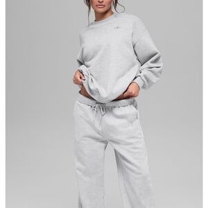 Alo Accolade Crew Neck Pullover Sweatshirt Grey Size S